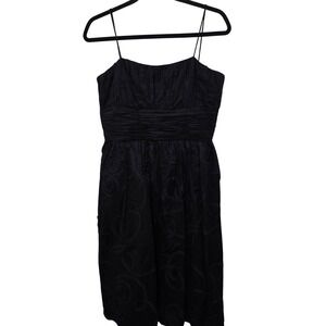 Jessica Howard Fary Black Petite 8 Cocktail Dress Embroidered Skirt & Spaghetti